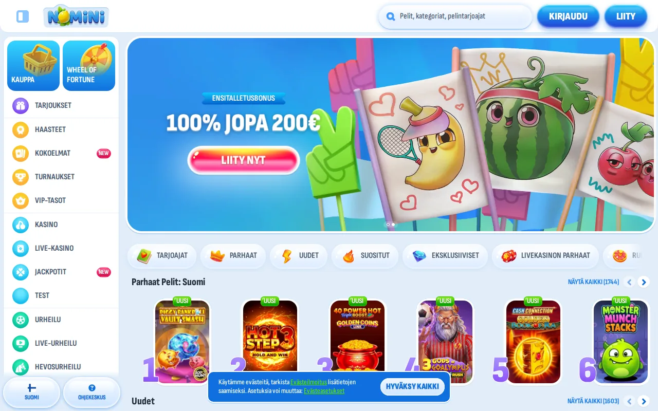 Startseite von nomini.com (Screenshot)